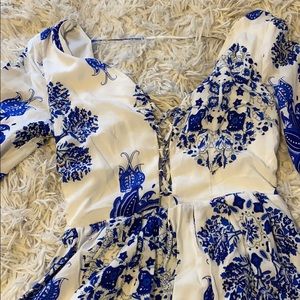 Blue and white romper